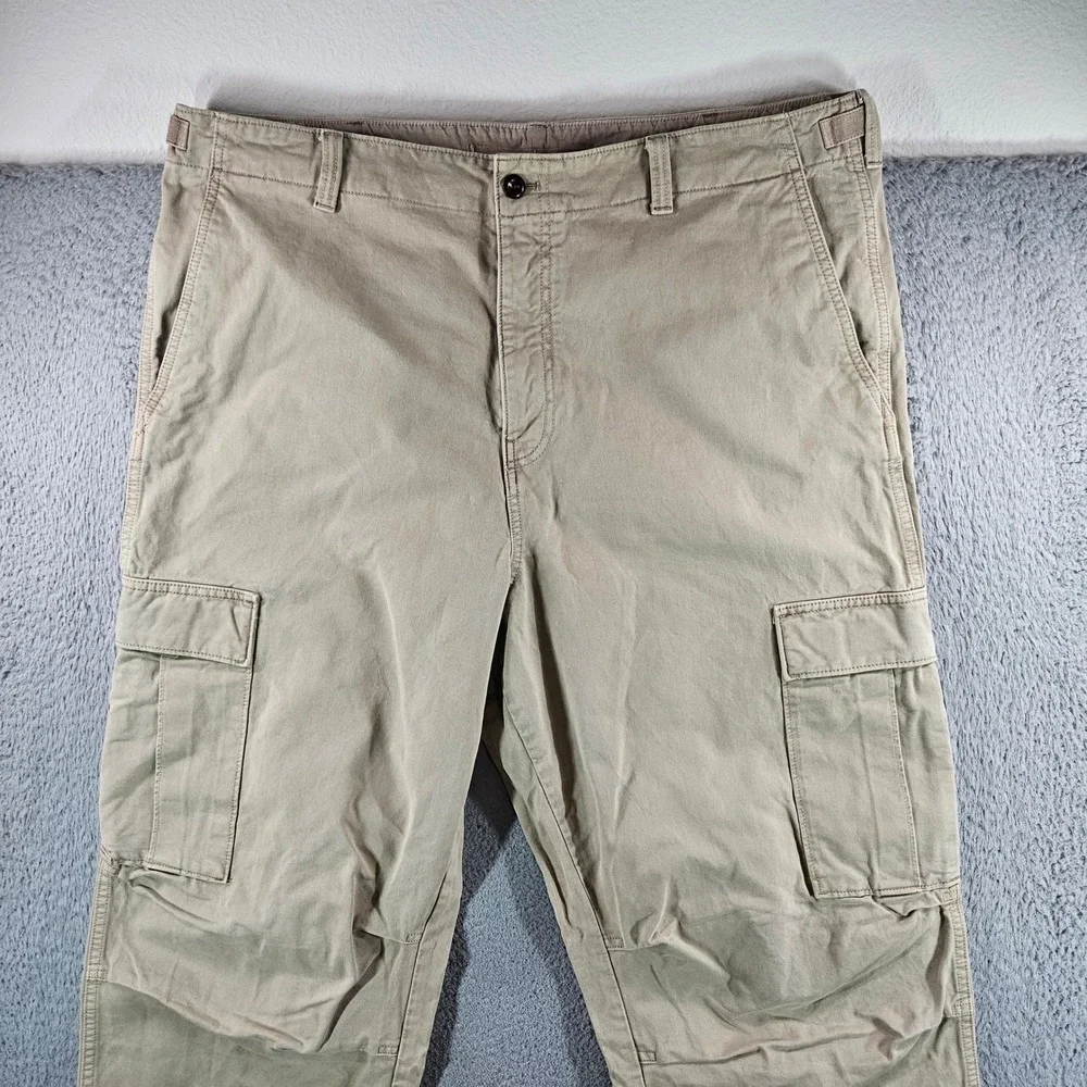 Banana Republic Mens 42x32 Khaki Tan Cotton Cargo Pants Adjustable Waist Utility